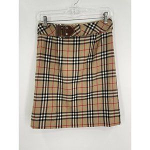 Burberry Blue Label Wool Nova Check High Waist Above Knee Skirt Regular Size 36